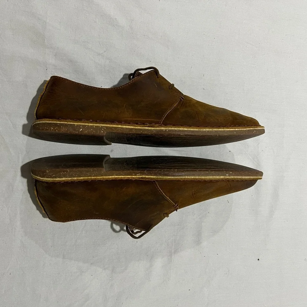 Clarks Mens Desert London Brown Beeswax Leather Low Top Flat Oxford Shoes 10M